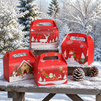 Boîte cadeau pomme pour la veille de Noël, pochette en papier pour bonbons, boîte portable avec poignée, logo personnalisé imprimé, emballage pour friandises de Noël, OEM ODM
