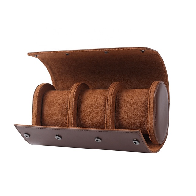 Manufacturer 3 Slot Watch Roll Travel Organizer Pu Storage Case Leather Custom Logo Luxury Watch Box