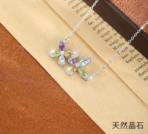 9 Simple Colored Gemstone Butterfly Chokers Necklace 3*6mm 3*4mm Rainbow Natural Stone 925 Sterling Silver Minimalist Fine - Product Image 2
