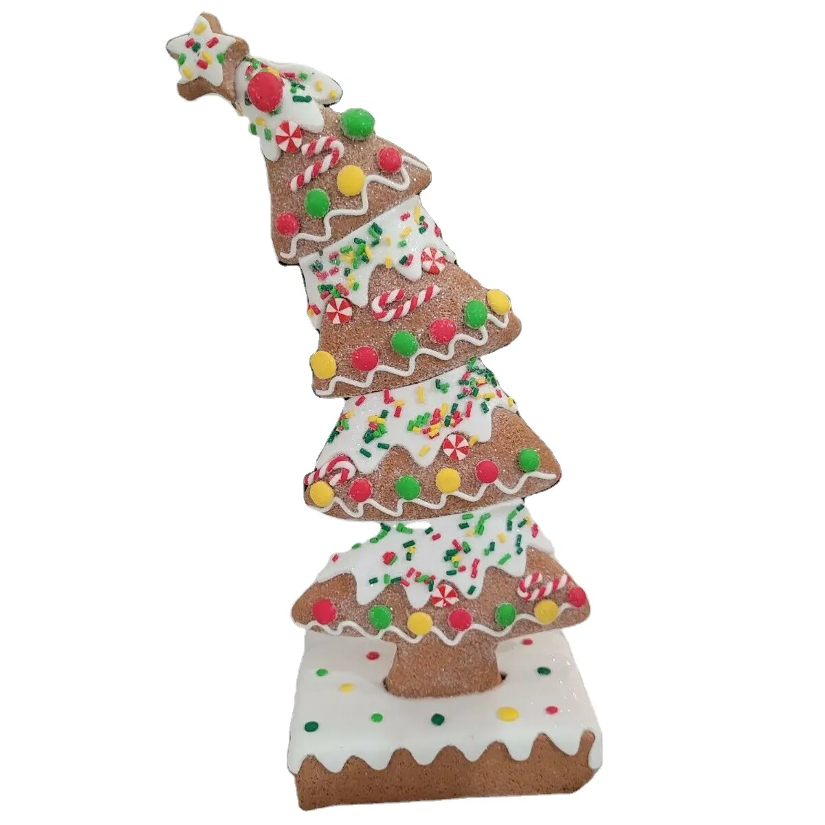 Árbol de jengibre de Navidad, figurita de resina de menta, decoración de mesa de 9,75"