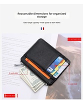 Dompet Kartu Kulit Pebble Grain dengan Kantong Koin Ber-resleting, Tempat Kartu Kredit Minimalis, Dompet Saku Depan Tipis, Grosir