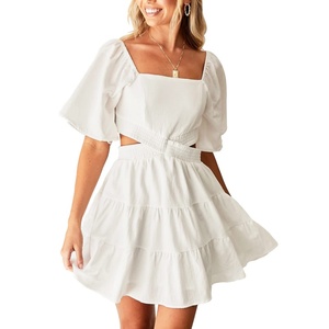 เดรสผ้าฝ้ายแสนสวยสำหรับผู้หญิงเดรสสั้นคอเหลี่ยมสำหรับใส่ในงานเลี้ยงและคลับ - Product Image 5