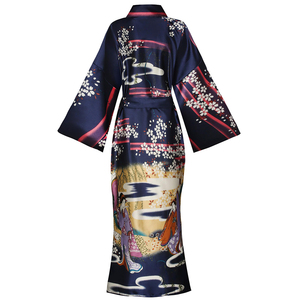 Diseño personalizado flores de cerezo estampado completo mujeres Kimono batas poliéster Spandex verano Loungewear mujeres conjuntos - Product Image 2