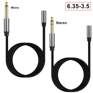 6.35mm 1/4" Mono Male to 3.5mm 1/8" TS Mono Male 90 Degree Right Angle <strong>Plug</strong> Adapter Audio Cable Cord - Product Image 2