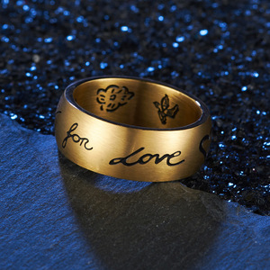 Heart Shape Titanium Steel <b>Ring</b> For Men Gold Color Index Finger Jewelry Gift - Product Image 3