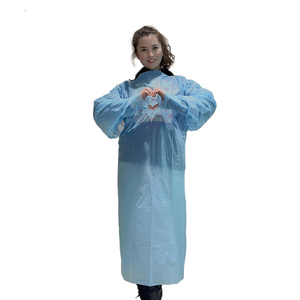 Robe d'isolement jetable CPE à manches longues avec boucle pour le pouce, imperméable, pour usage domestique, prix direct usine - Product Image 6