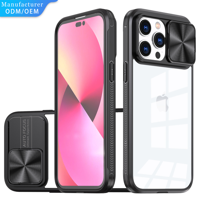 Shockproof for iPhone 14 Case for iPhone 14 Phone Cases with Transparent Back Soft Edge Slim Cover With Camera Slide