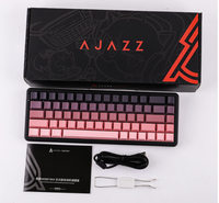 AJAZZ AK680 MAX 68% Keyboard mekanis, pasang atas hitam/merah muda dengan saklar magnetik Keyboard Gaming TKL untuk PC