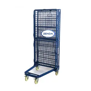 500KG Capacity Wire Mesh Container Warehouse Storage Cage Stacking Pallets Roll Cage Trolley