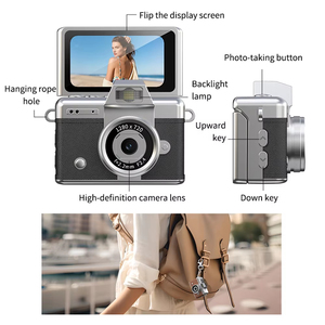 Jumon <b>Mini</b> Digital <b>Camera</b> Keychain Flip Screen Design Selfie Vlogging Videography Photography Portable Retro Small Cameras - Product Image 5