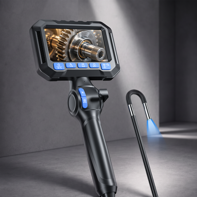 Z90 Portable Industrial Endoscope Professional 2-Ways 360 Steering Articulating Inspection Borescope Mini Camera HD Light Source
