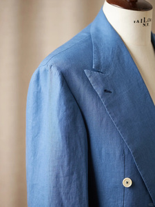 Neuer Slim Fit Maßge schneider ter Herren-Leinen-Smoking anzug Atmungsaktiver Mantel und Hose mit Knopf verschluss Anti statisches Design für Hochzeiten - Product Image 4
