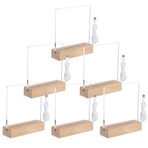 4 Bases de Madera con LED Blanco Cálido de 6 Pulgadas, Tableros de Exhibición Acrílicos para Decoración de Hogar, Habitación, Bar, Cafetería, Pascua, Soporte de Pedestal Rectangular - Product Image 5