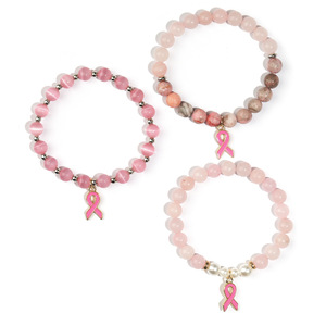 Braccialetti Elastici BEIQIAN all'Ingrosso con Perline in <span class=keywords><strong>Pietra</strong></span> Naturale di Quarzo per la Consapevolezza sul <span class=keywords><strong>Cancro</strong></span> al Seno, Regalo per Donne e Ragazze - Product Image 5