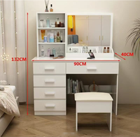 STG Coiffeuse Moderne Blanche avec Miroir LED, Commode à 5 Tiroirs, Meuble Pliable et Robuste pour Chambre, Hôtel, Villa