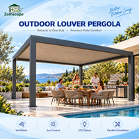 Pergola d'extérieur à lames orientables avec option LED pour l'ombrage, idéale pour les centres de villégiature, les lieux de mariage, les cours en bord de lac - Vente en gros