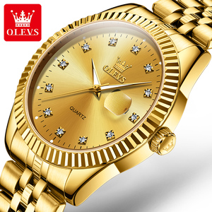 OLEVS-Reloj de pulsera de cuarzo para hombre, diseño clásico personalizado, estilo dorado, resistente al agua, de lujo, oem 5526 - Product Image 1