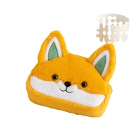 Trousse à crayons grande capacité en peluche renard mignon, boîte à papeterie pour étudiants et trousse à cosmétiques en cuir pour l'organisation du bureau