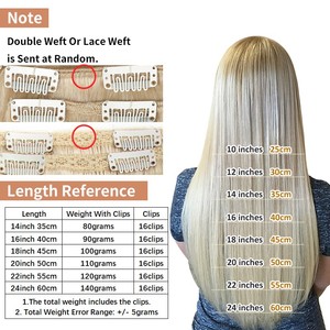 Clip en extensión de cabello Cabello humano Clip natural real en extensión Trama doble 12-24 pulgadas 7PCS Clip Ins para agregar volumen - Product Image 1