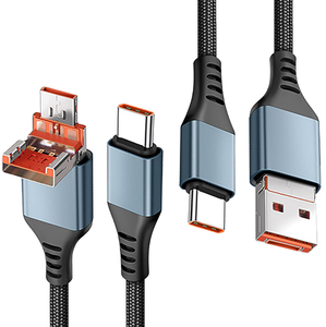 Câble de données USB 3A à charge rapide 60W 2-en-1 Câble de charge de téléphone de type C à type C gainé en nylon de 2 mètres - Product Image 1
