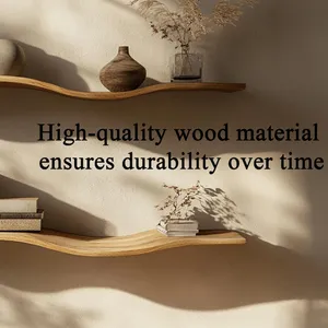 Solid Wood Home Decor Handcraft Wavy Rustic <strong>Wooden</strong> <strong>Shelf</strong> Mid Century Bookcase Wavy Floating <strong>Shelf</strong> - Product Image 5