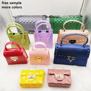 Free samples Low MOQ Fashion Girls Chain Shoulder Small Mini Crossbody Hand Bags Women Jelly Purse and Handbags