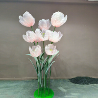 Fleur géante réaliste en tissu organza Muwei, faite à la main, grande composition florale pour la décoration de fond de mariage et de Thanksgiving