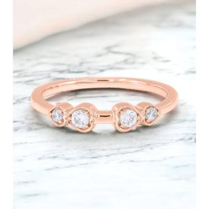 KEEVA JEWELS 0.18Ct FG/VS Anillo de 4 piedras de diamante cultivado en laboratorio redondo Anillos de diamantes hechos a mano de plata chapada en oro - Product Image 1