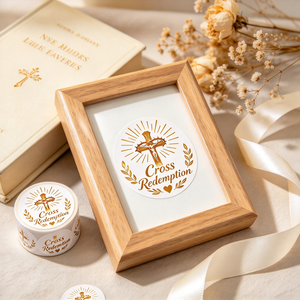 Bless This Home Cross Tag Roll <strong>Stickers</strong>, Religious Blessing Label <strong>Stickers</strong> for Home Decor, Gift Box, Wooden Sign - Product Image 2