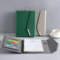 Carnet A5 à trois volets avec reliure à 6 anneaux métalliques, couverture en cuir PU, journal personnalisable, coffret cadeau haut de gamme