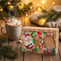 Boîte en papier de luxe exquise haut de gamme, imperméable, verte, écologique, avec impression personnalisée, pour biscuits de Noël, pâtisseries, cadeaux alimentaires, avec fenêtre