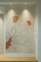 Panneau mural SUNGPU, art floral abstrait, relief linéaire, panneau mural décoratif doré en relief, pour la décoration intérieure