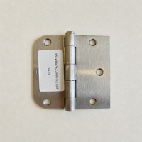Charnière de porte moderne en acier, 3,5 pouces, 3,66 pouces, arrondie, rayon de 5/8 po, finition nickel satiné, épaisseur 2,2 mm