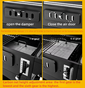 Barbecue Four De Cuisson Fer Gaz Charbon Grill avec Revêtement En Poudre pour Kebab Poêle Fumeur <span class=keywords><strong>Cheminée</strong></span> Barbecue À Double Usage - Product Image 3