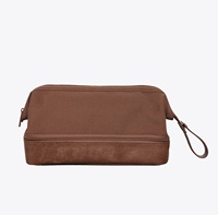 Trousse de Toilette de Voyage Double Compartiment en Cuir PU Tendance, Personnalisable pour Femme, Sac à Maquillage en Toile Écossaise avec Poignée
