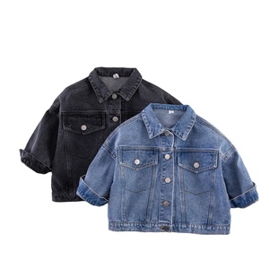 Manteau de motard en denim pour enfants, garçons et filles, manches longues, style <span class=keywords><strong>aviateur</strong></span>, <span class=keywords><strong>veste</strong></span> solide, vente en gros, - Product Image 1