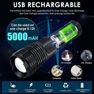 Linterna Táctica Recargable USB Amzyigou, 100000 Lúmenes, LED Súper Brillante, Cuerpo de Aluminio, Agarre Antideslizante, 5 Modos, Impermeable - Product Image 3