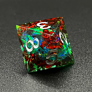 Bán Buôn Handmade Giáng Sinh Phong Cách Sharp Edged Dnd Nhựa Dice <span class=keywords><strong>Set</strong></span> Đa Diện Màu Xanh Cán Dice - Product Image 3