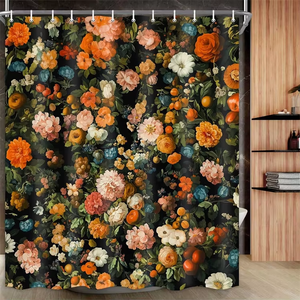 Tenda da doccia floreale Vintage con stampa di piante da bagno tenda da bagno impermeabile Boho tenda da doccia floreale per il bagno - Product Image 6