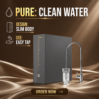 Système de purification d'eau par osmose inverse électrique sous évier VAMIA 200G, construction en plastique, design écologique pour la maison