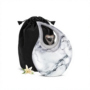 White <b>Large</b> Marble Teardrop <b>Urn</b> for Human Ashes Cremation <b>Urn</b> for Ashes for Men & Women Funeral <b>Urn</b> for Male & Female - Product Image 1