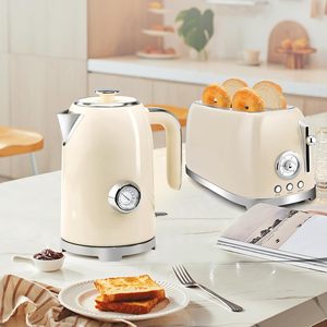 New Retro Stainless Steel Electric Kettle and <b>Toaster</b> Set with LED Lighting 2-Year Warranty for Household Hotel & Car Use - Product Image 3