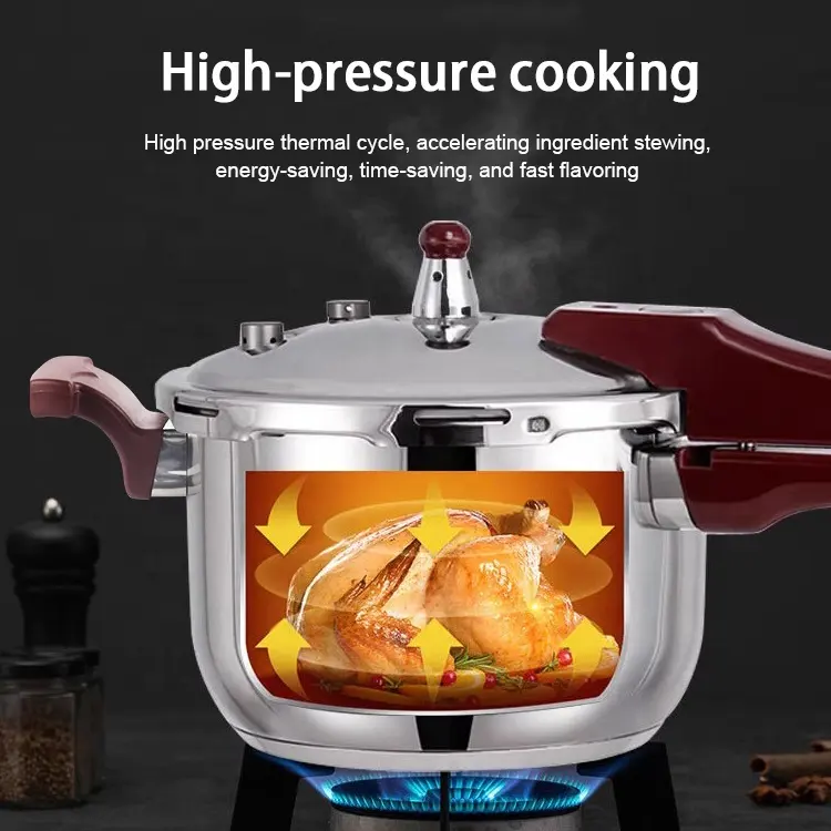 Nouvelle arrivée 6L ustensiles de cuisine casseroles cuisinière à gaz en acier inoxydable autocuiseur à haute pression avec vapeur