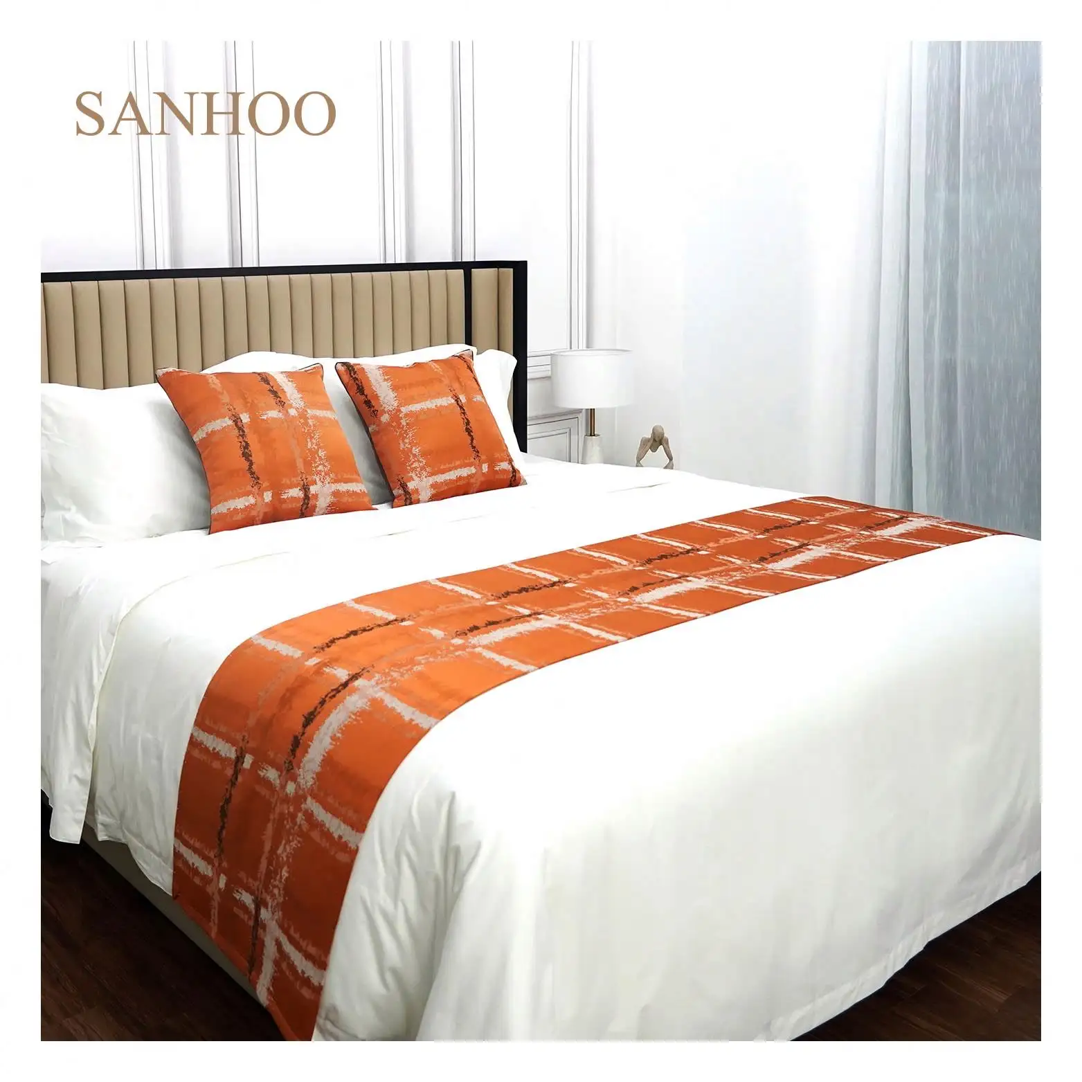 SANHOO सस्ते होटल राजा आकार 100 कपास बिस्तर सेट बिस्तर राजा आकार होटल Bedsheets बिस्तर सेट 100% कपास 1800Tc