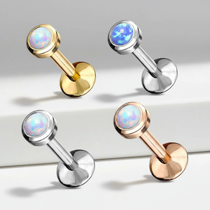 Joyería Corporal de Moda para Mujeres y Hombres, <span class=keywords><strong>Piercing</strong></span> de Acero Inoxidable para Hélix, <span class=keywords><strong>Tragus</strong></span>, Labio, <span class=keywords><strong>Piercing</strong></span> de Ópalo, Anillo de Labret, Pendiente de Espalda Plana - Product Image 3