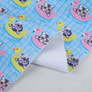 Tissu polaire respirant léger imprimé numérique personnalisé en direct d'usine, 95% <span class=keywords><strong>coton</strong></span>, 5% élasthanne, pour vêtements de bébé - Product Image 5