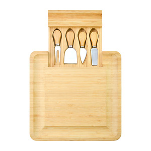 Bamboo Cheese Board <b>Set</b> With Knives <b>Square</b> Cutting Platter For Serving Snacks And Appetizers - Product Image 5