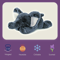Expédition rapide, peluche en coton velours de 2 lb, éléphant gris chauffable et refroidissable, jouet en peluche lesté pour enfants