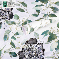 Papier peint 3D moderne blanc et vert à motifs floraux, auto-adhésif, résistant à l'humidité, pour la décoration de la maison, idéal pour le salon