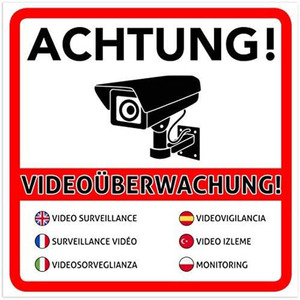 Panneaux d'avertissement vidéo 9,8 cm en PVC rouge et blanc, 6 pièces, étiquettes de surveillance extérieures - Product Image 5